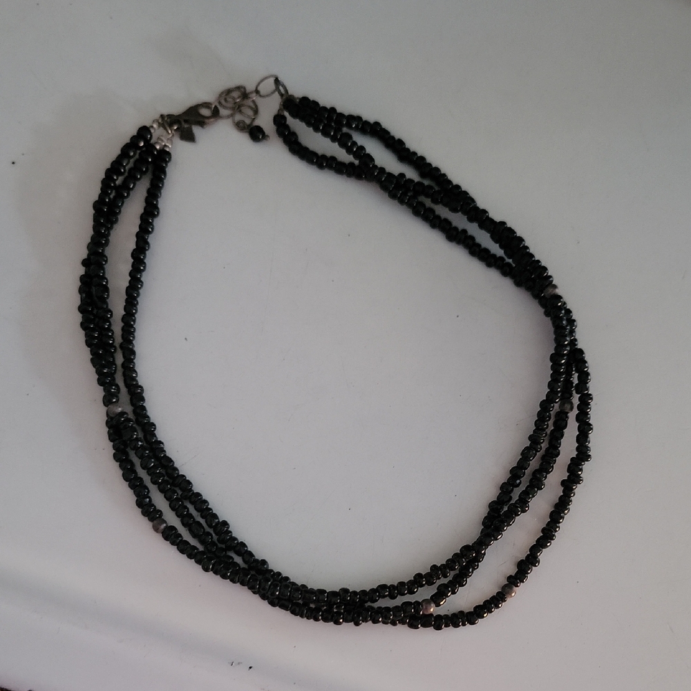 Silpada Elegant Black Beaded Necklace Silver Jewelry